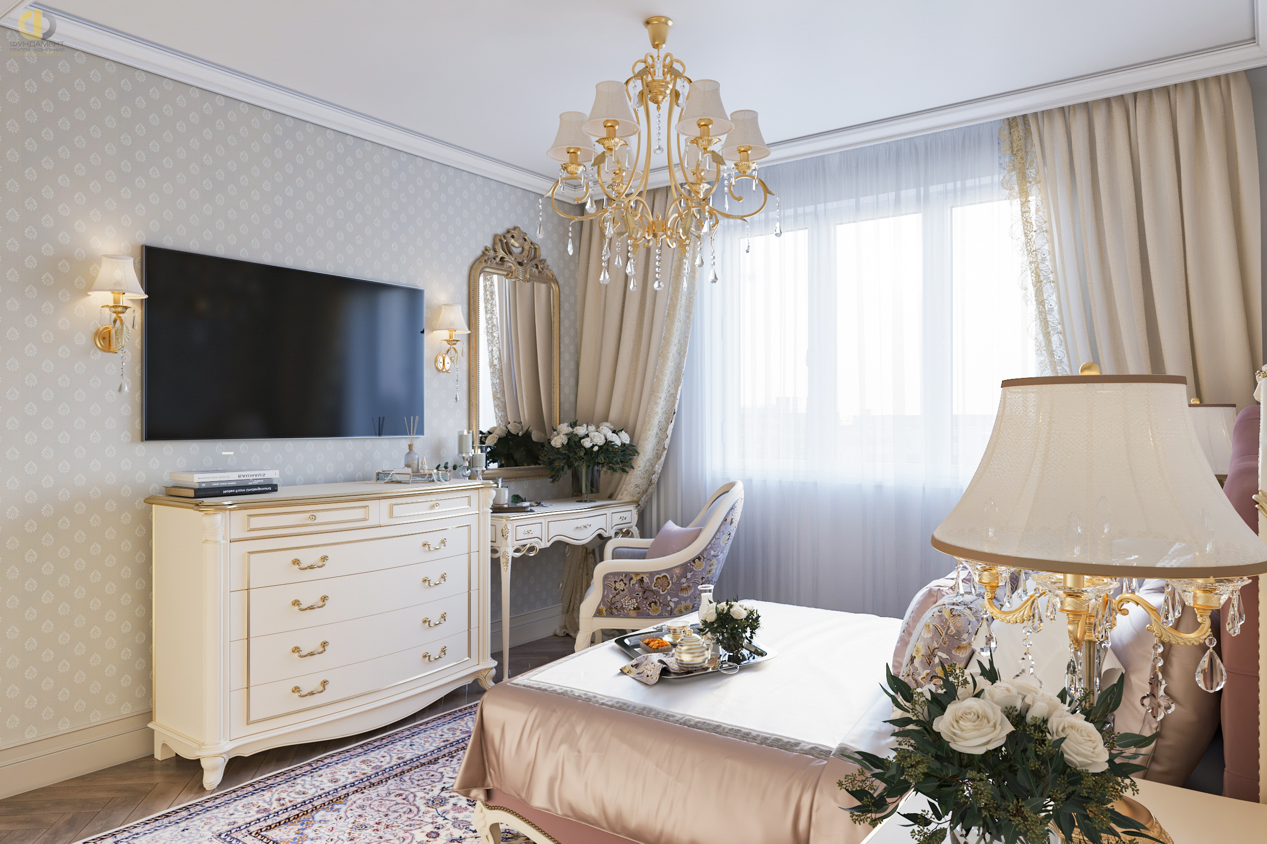 Дизайн спальни в стиле классическом – фото 210