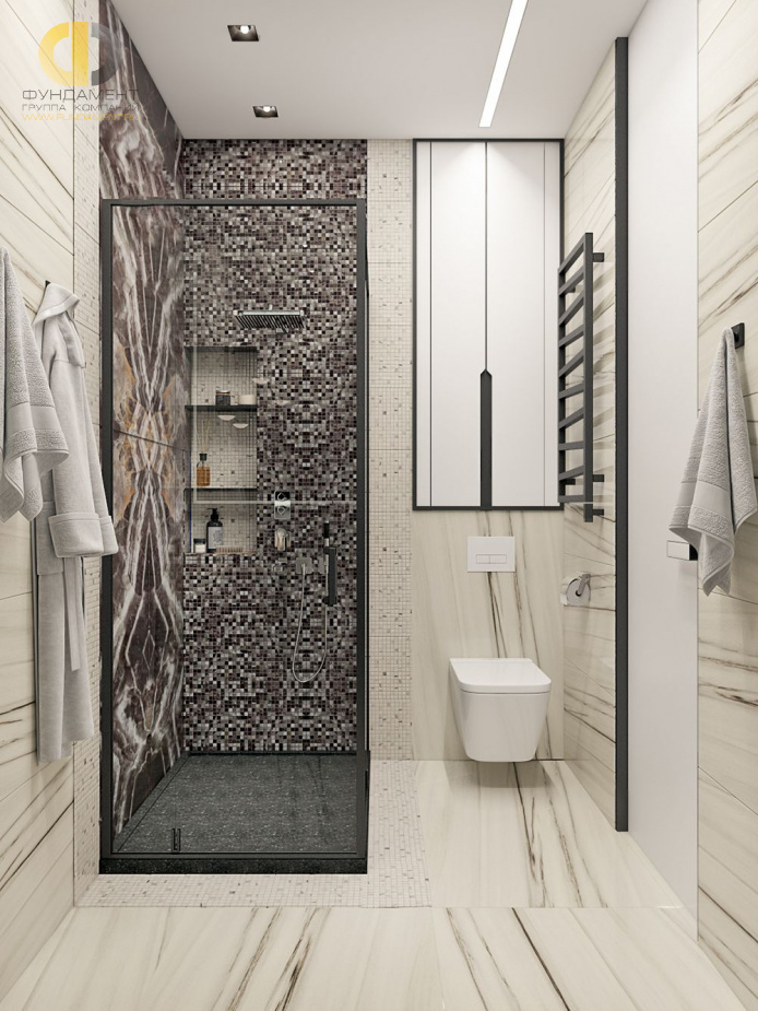Дизайн интерьера ванной в трёхкомнатной квартире 99 кв. м в стиле эклектика 27