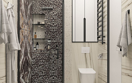 Дизайн интерьера ванной в трёхкомнатной квартире 99 кв. м в стиле эклектика 27