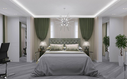 Дизайн интерьера спальни в доме 190 кв.м в стиле современная классика