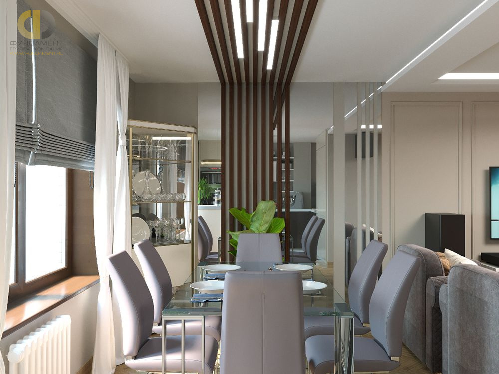 Дизайн интерьера кухни в 3-комнатной квартире 72 кв.м в современном стиле