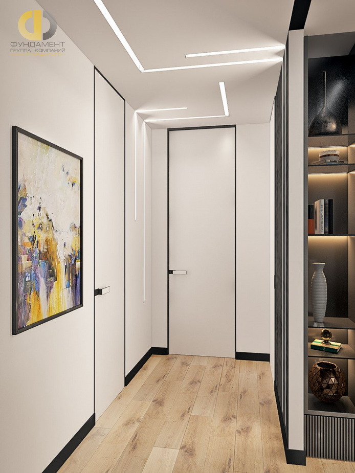 Дизайн интерьера коридора в трёхкомнатной квартире 99 кв. м в стиле эклектика 5