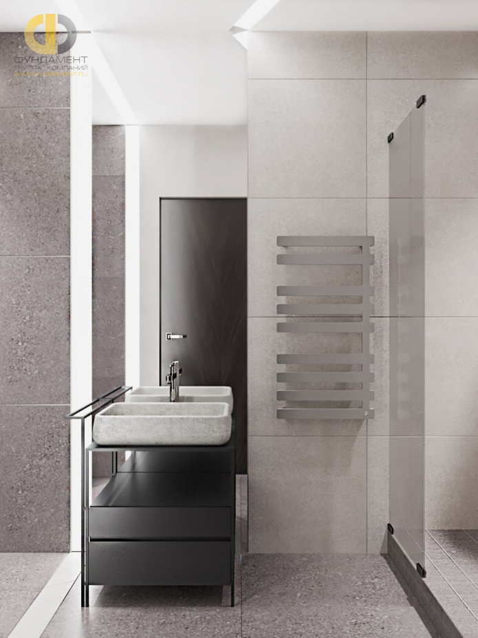Дизайн интерьера ванной в двухуровневой квартире 198 кв.м в современном стиле