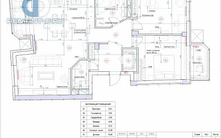 Рабочий чертеж дизайн-проекта трехкомнатной квартиры 119 кв. м. Стр.22