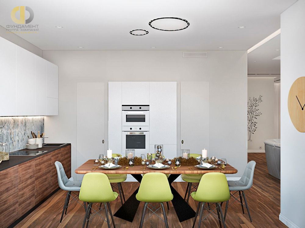 Дизайн интерьера кухни в семикомнатной квартире 153 кв.м в современном стиле – фото 864