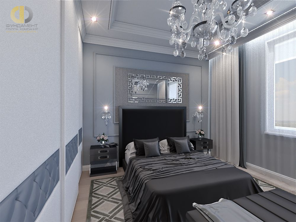 Дизайн интерьера спальни в 3-комнатной квартире 81 кв. м в стиле неоклассика