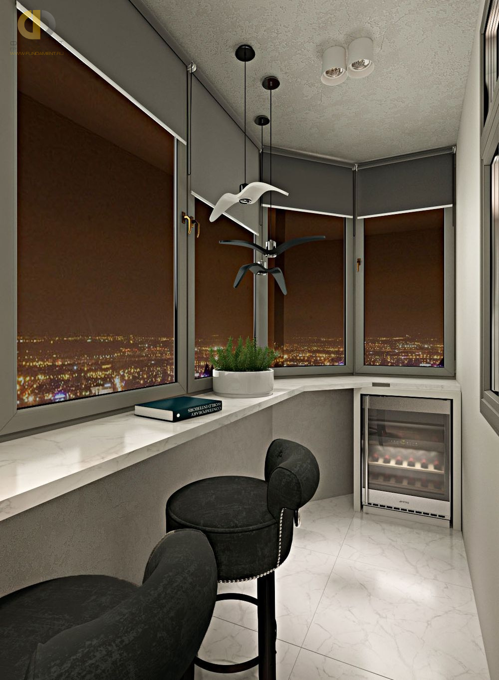 Дизайн интерьера балкона в трёхкомнатной квартире 95 кв.м в стиле ар-деко – фото 173