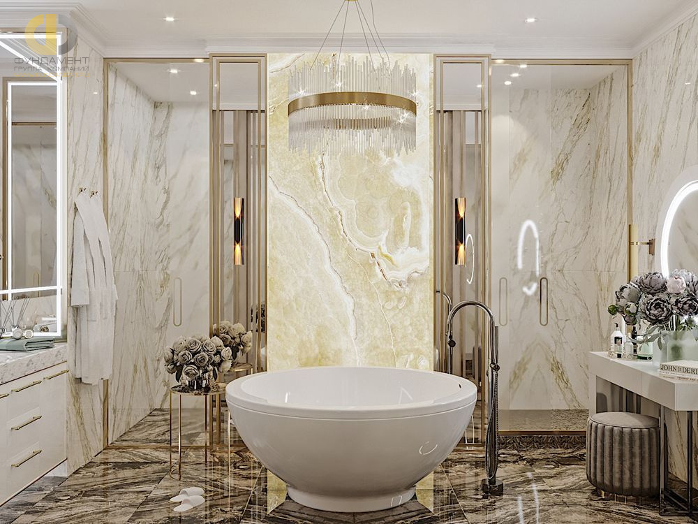 Дизайн интерьера ванной в четырёхкомнатной квартире 148 кв.м в стиле ар-деко с элементами неоклассики14