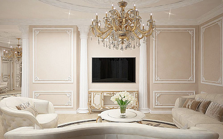 Дизайн интерьера гостиной в четырёхкомнатной квартире 165 кв.м в классическом стиле12