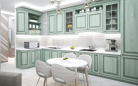 Дизайн интерьера кухни в четырёхкомнатной квартире 66 кв.м в современном стиле с элементами прованса3