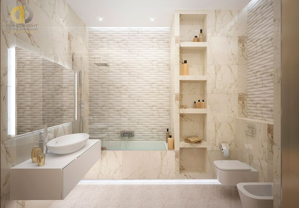 Дизайн ванной в квартире 87 кв.м в современном стиле