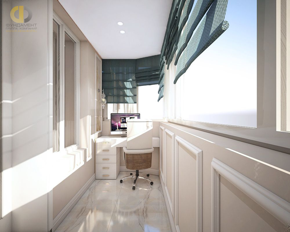 Дизайн интерьера балкона в четырёхкомнатной квартире 121 кв.м в стиле неоклассика с элементами ар-деко – фото 153