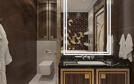 Дизайн интерьера ванной в четырёхкомнатной квартире 240 кв.м в стиле ар-деко