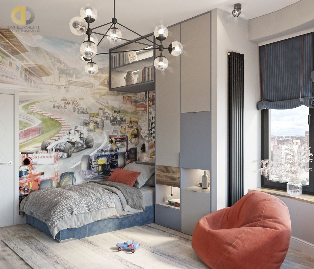 Дизайн интерьера детской в четырёхкомнатной квартире 87 кв.м в современном стиле  – фото 662