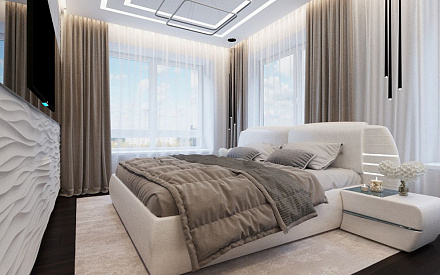 Дизайн интерьера спальни в 4-комнатной квартире 93 кв.м в современном стиле