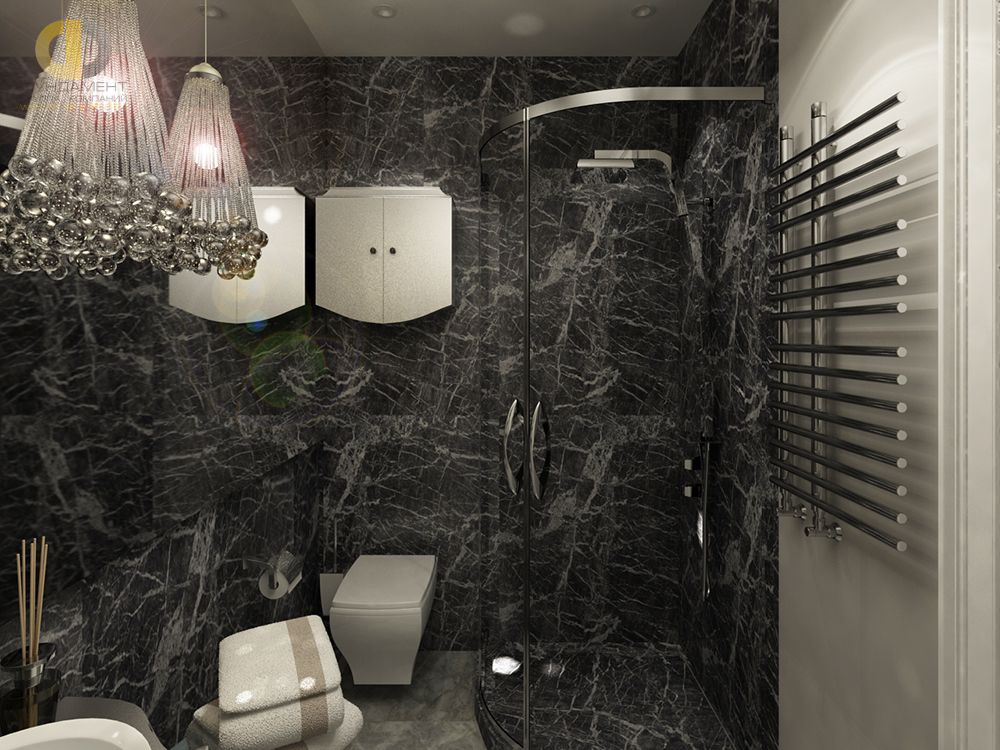 Дизайн интерьера ванной в 5-комнатной квартире 124 кв.м в стиле ар-деко
