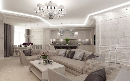 Дизайн большой пятикомнатной квартиры в Москве