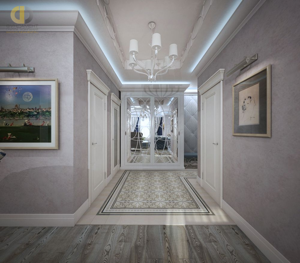 Дизайн коридора в 3-комнатной квартире в стиле американская классика
