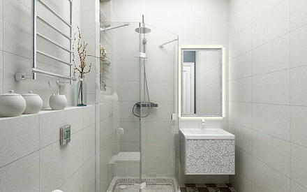 Дизайн интерьера ванной в трёхкомнатной квартире 82 кв.м в стиле неоклассика с элементами прованса1