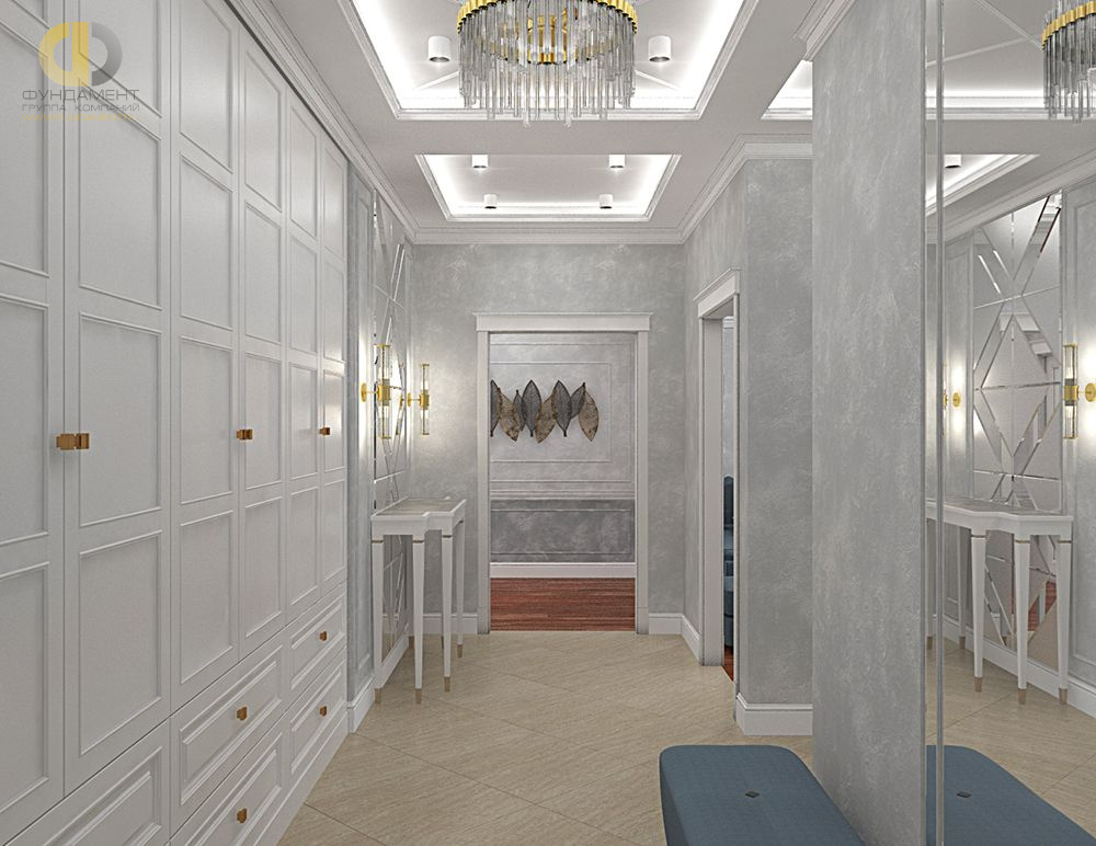 Дизайн интерьера коридора в четырёхкомнатной квартире 116 кв. м в стиле неоклассика 9