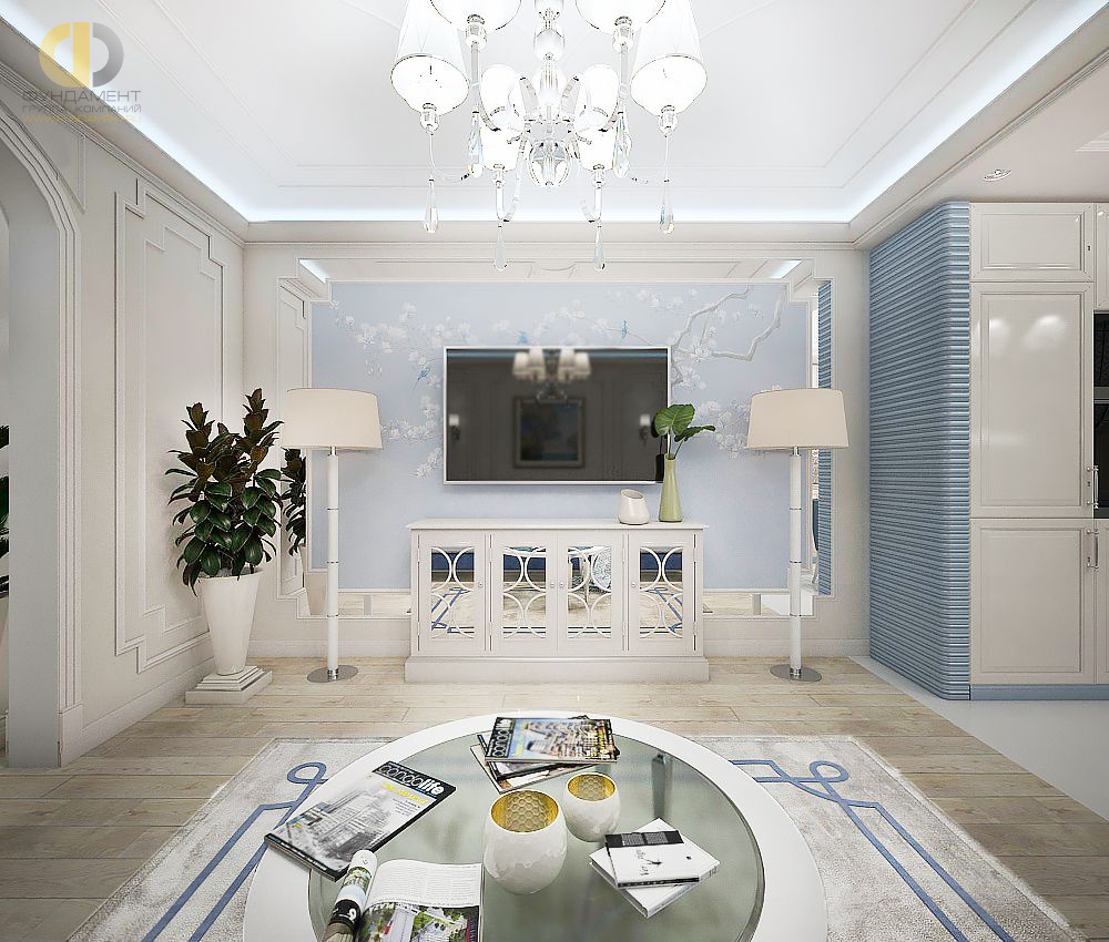 Дизайн интерьера гостиной в четырёхкомнатной квартире 127 кв.м в стиле неоклассика10