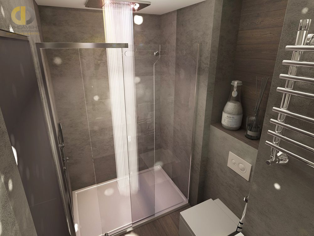 Дизайн интерьера ванной в 4-комнатной квартире 104 кв. м в современном стиле