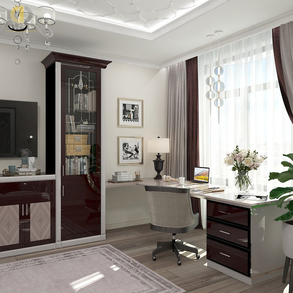 Дизайн интерьера кабинета в четырёхкомнатной квартире 114 кв. м в стиле ар-деко и неоклассика  – фото 219
