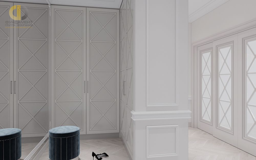 Дизайн интерьера гардероба в 6-комнатной квартире 196 кв. м в стиле классика и прованс  – фото 183