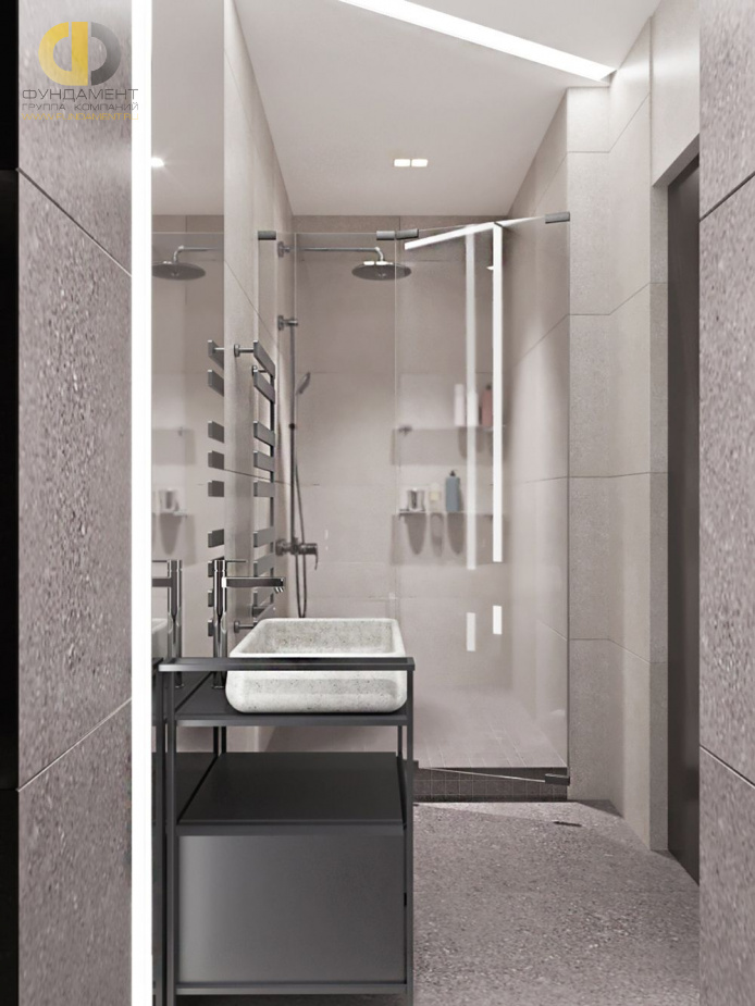 Дизайн интерьера ванной в двухуровневой квартире 198 кв.м в современном стиле