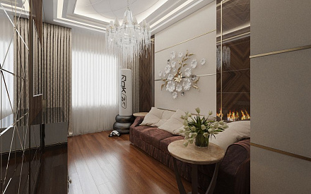 Дизайн интерьера гостиной в доме 210 кв.м в стиле ар-деко39