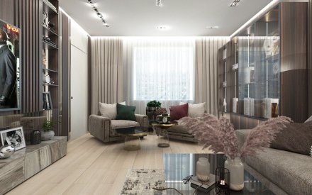 Элитный дизайн интерьера трехкомнатной квартиры в Москве