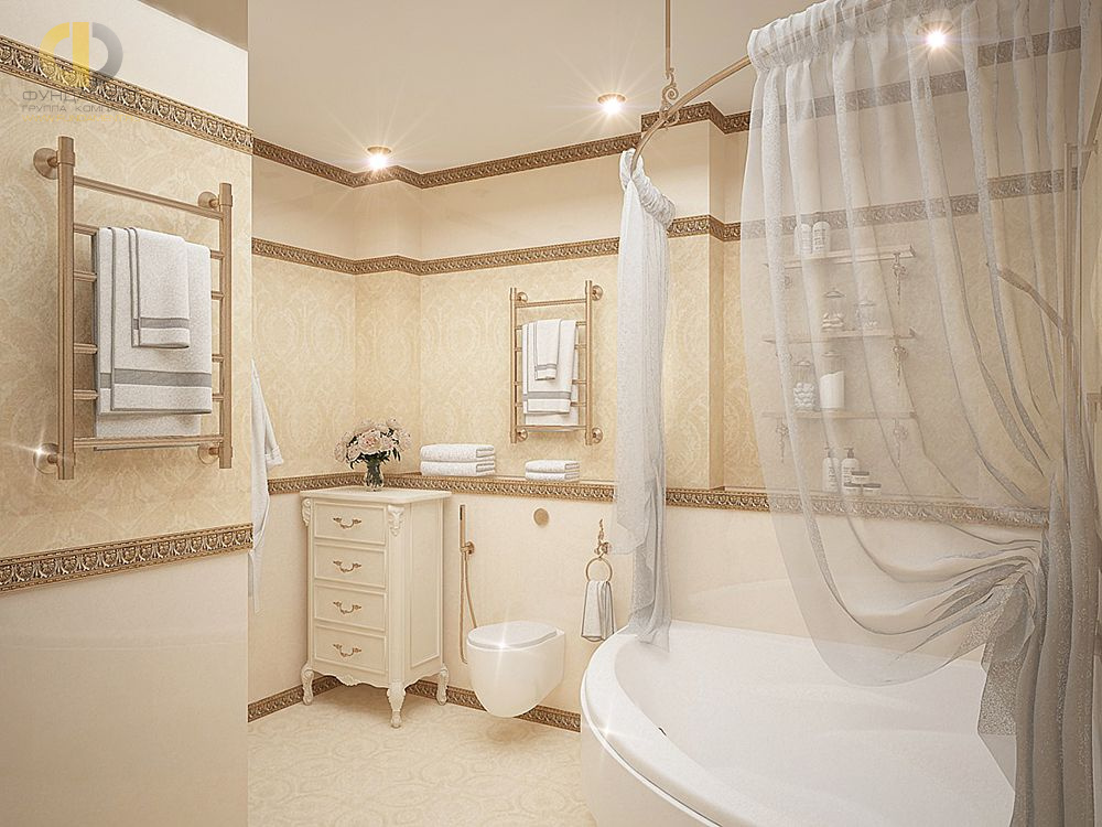 Дизайн интерьера ванной в четырёхкомнатной квартире 165 кв.м в классическом стиле4
