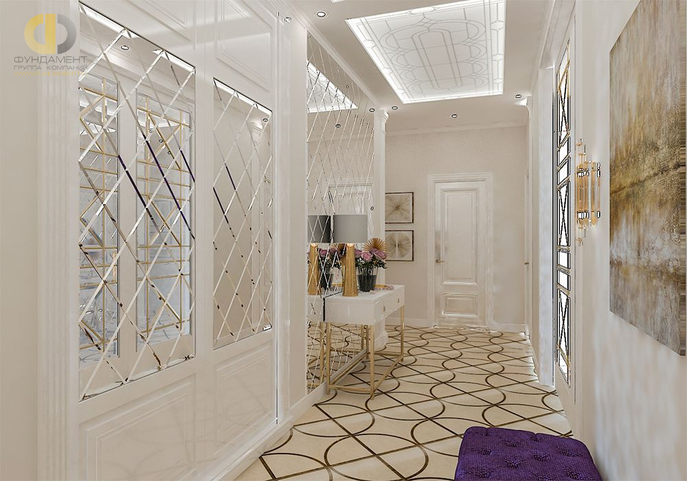 Дизайн интерьера коридора в трёхкомнатной квартире 103 кв.м в стиле эклектика1