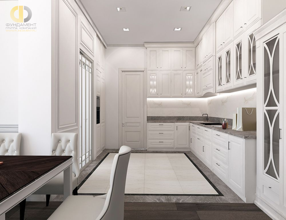 Дизайн интерьера кухни в четырёхкомнатной квартире 165 кв.м в классическом стиле с элементами лофт6