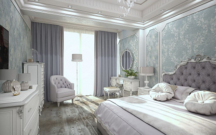 Дизайн спальни в 3-комнатной квартире в стиле американская классика