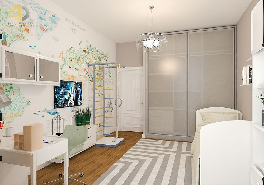 Дизайн интерьера детской в трёхкомнатной квартире 103 кв.м в стиле эклектика17