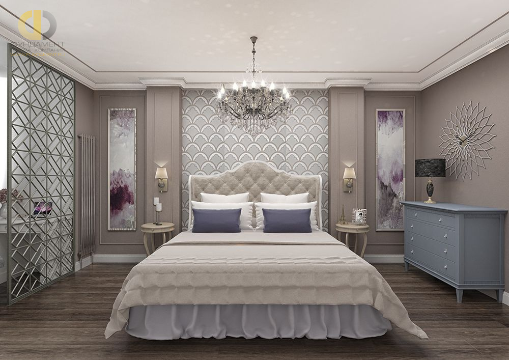Дизайн интерьера спальни в четырёхкомнатной квартире 152 кв.м в стиле современная классика8