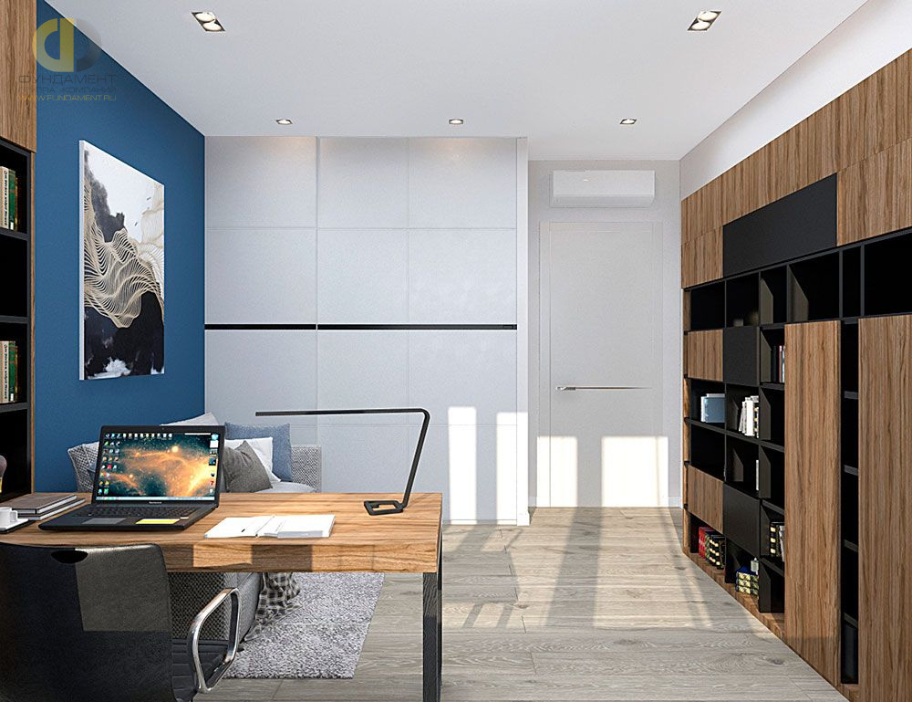 Дизайн интерьера кабинета в трёхкомнатной квартире 123 кв.м в современном стиле6