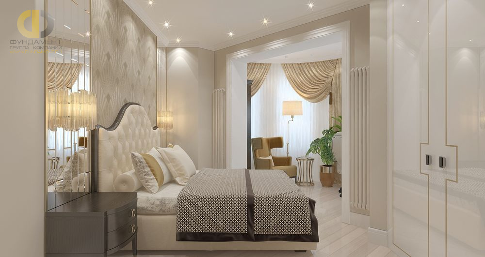 Дизайн интерьер спальни в пятикомнатной квартире 127 кв.м в стиле современная классика