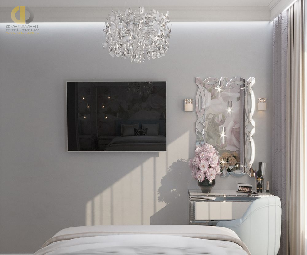 Дизайн интерьера спальни в трёхкомнатной квартире 62 кв.м в стиле неоклассика 16