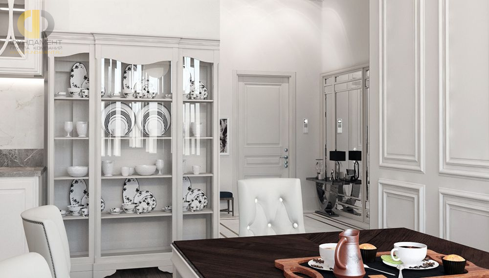 Дизайн интерьера кухни в четырёхкомнатной квартире 165 кв.м в классическом стиле с элементами лофт7