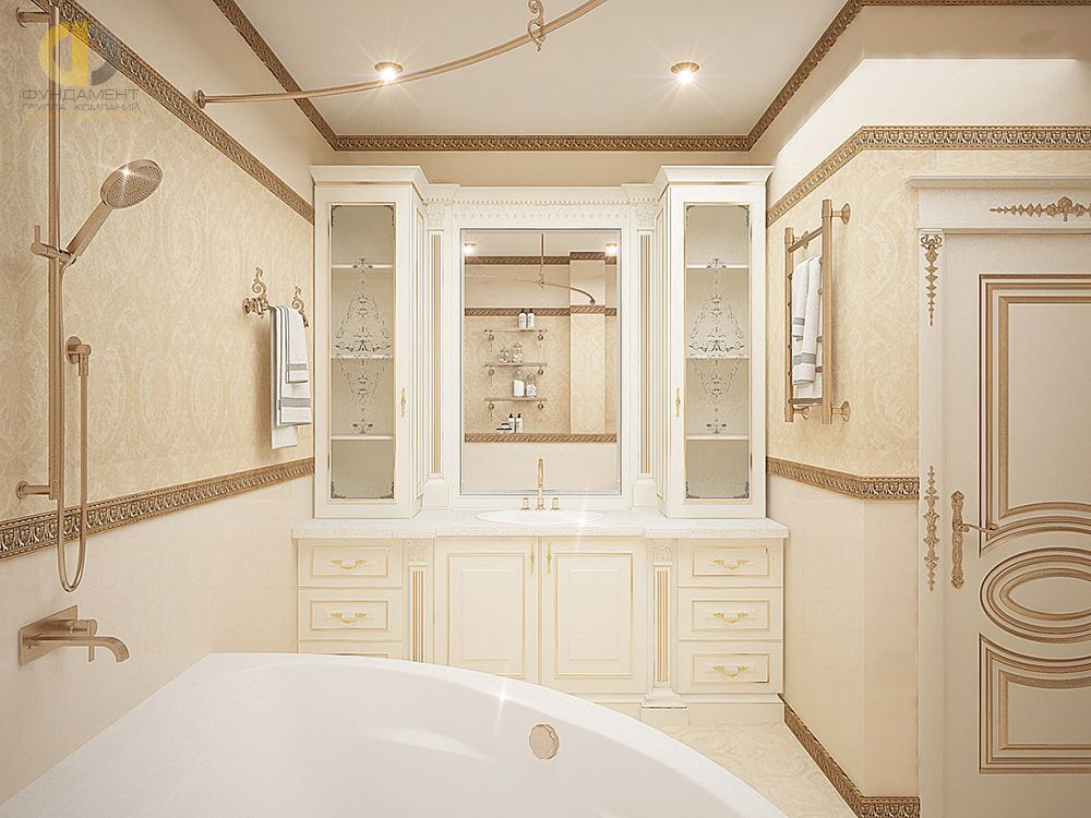 Дизайн интерьера ванной в четырёхкомнатной квартире 165 кв.м в классическом стиле3