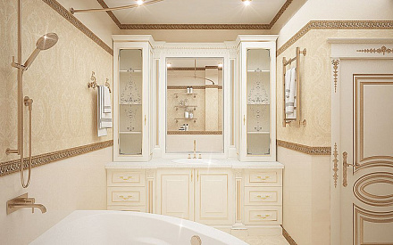 Дизайн интерьера ванной в четырёхкомнатной квартире 165 кв.м в классическом стиле3