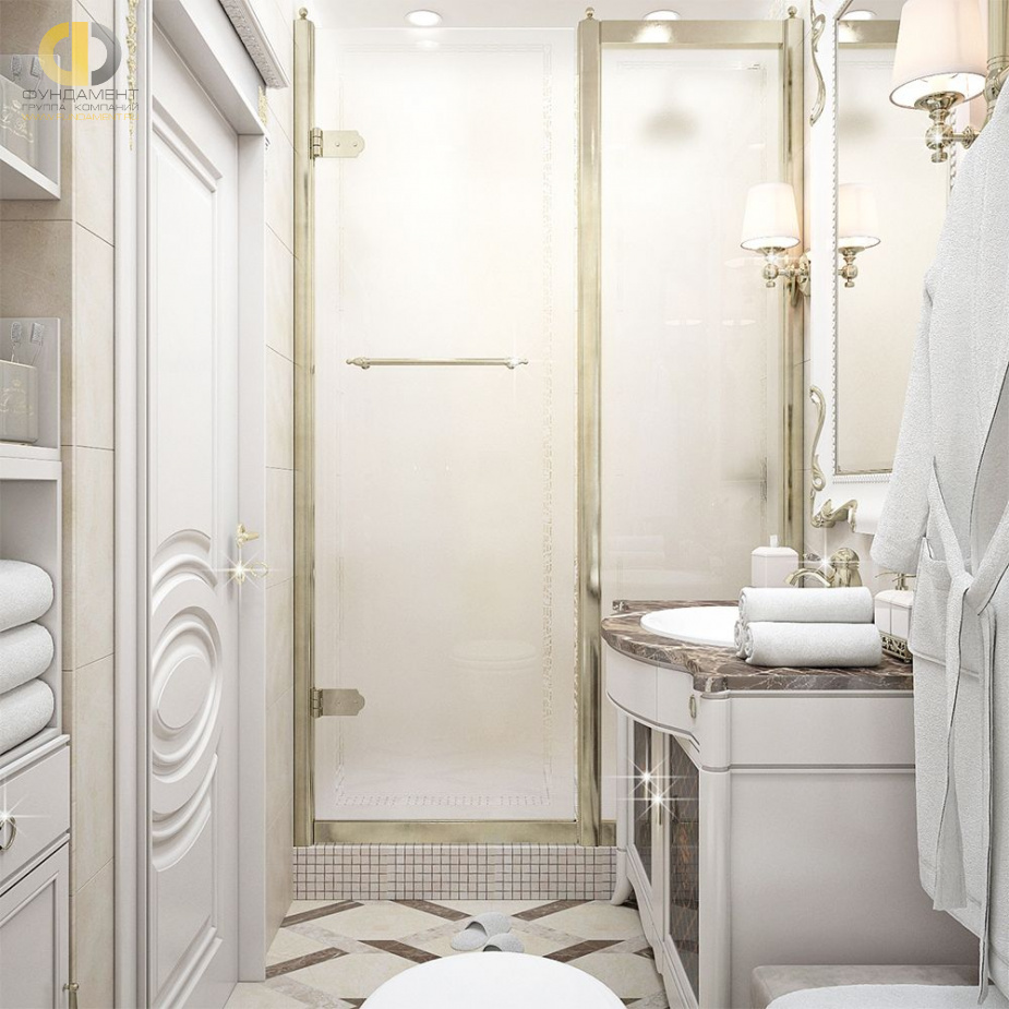 Дизайн интерьера ванной в шестикомнатной квартиры 185 кв.м в стиле неоклассика с элементами ар-деко 18