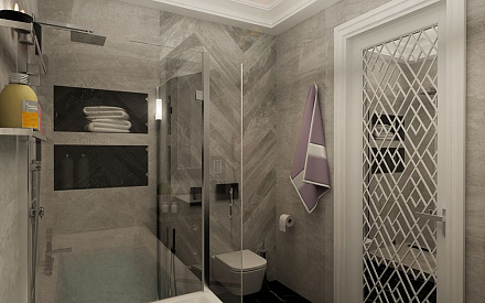Дизайн интерьера ванной в 4-комнатной квартире 115 кв.м в стиле ар-деко