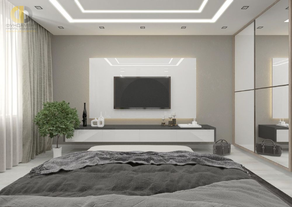 Дизайн интерьера спальни в трёхкомнатной квартире в эко-стиле
