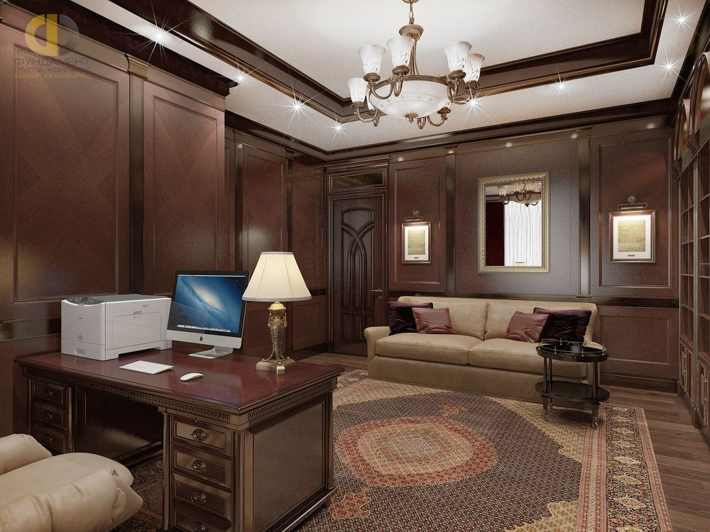 Дизайн интерьера кабинета в четырёхкомнатной квартире 163 кв.м в классическом стиле8