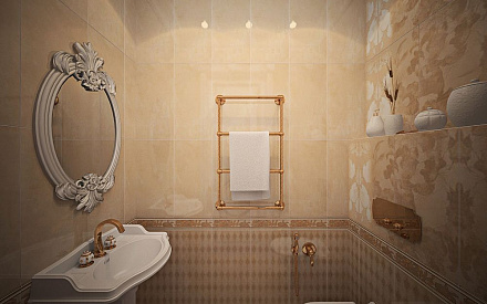 Дизайн ванной в квартире 82 кв. м в классическом стиле