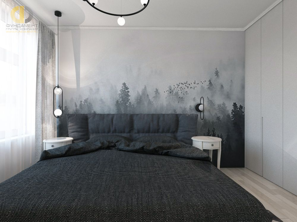 Дизайн интерьера спальни в трёхкомнатной квартире 59 кв.м в стиле эклектика2