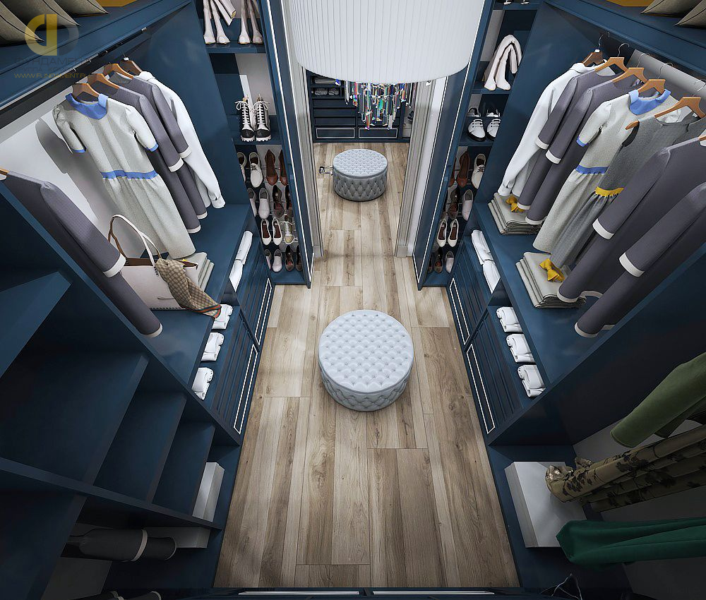 Дизайн интерьера гардероба четырёхкомнатной квартире 142 кв. м в стиле неоклассика  – фото 186
